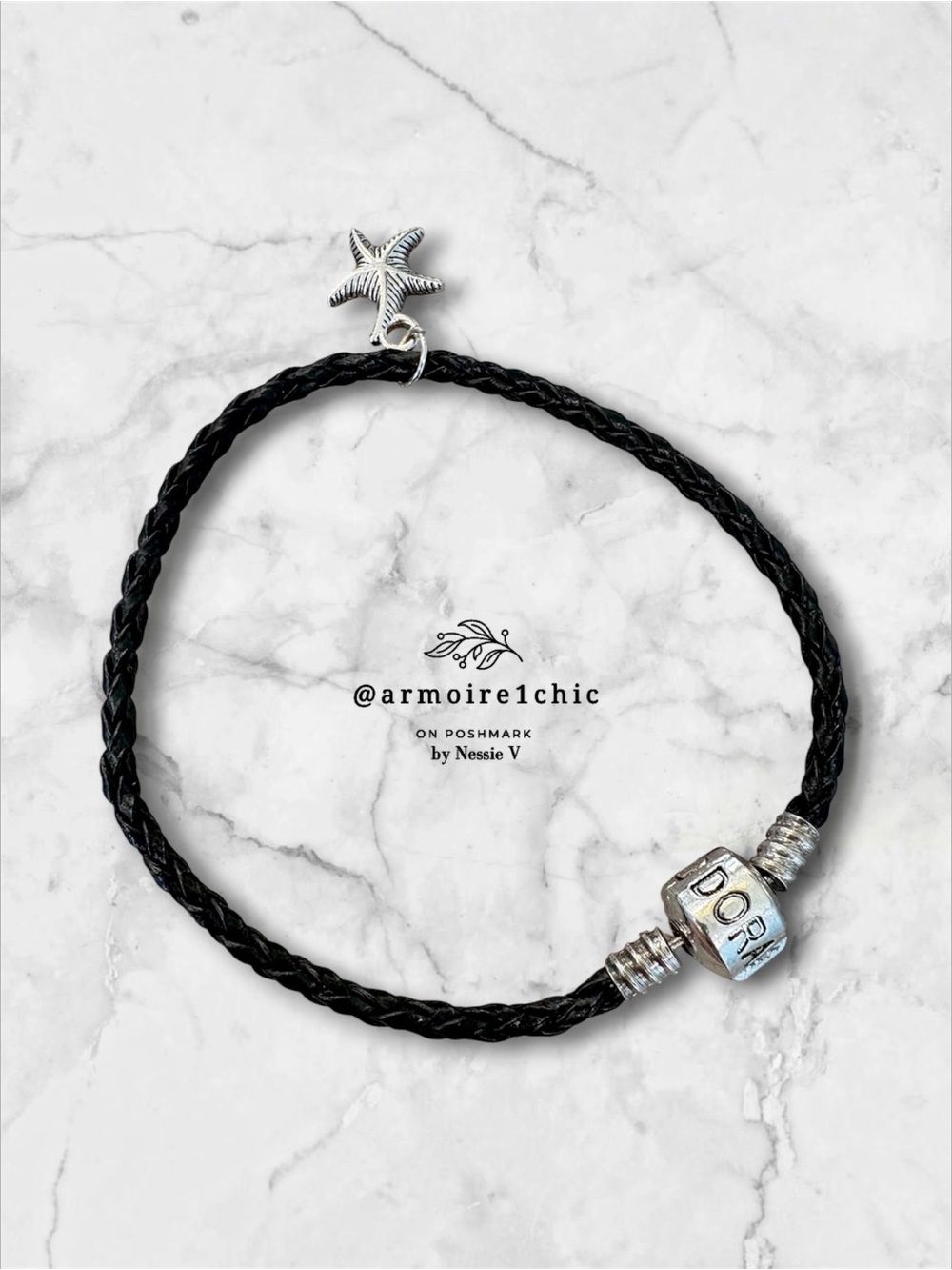 PANDORA | Vintage Black Cord Braided Rope Bracelet with 925 Sterling Silver Lock